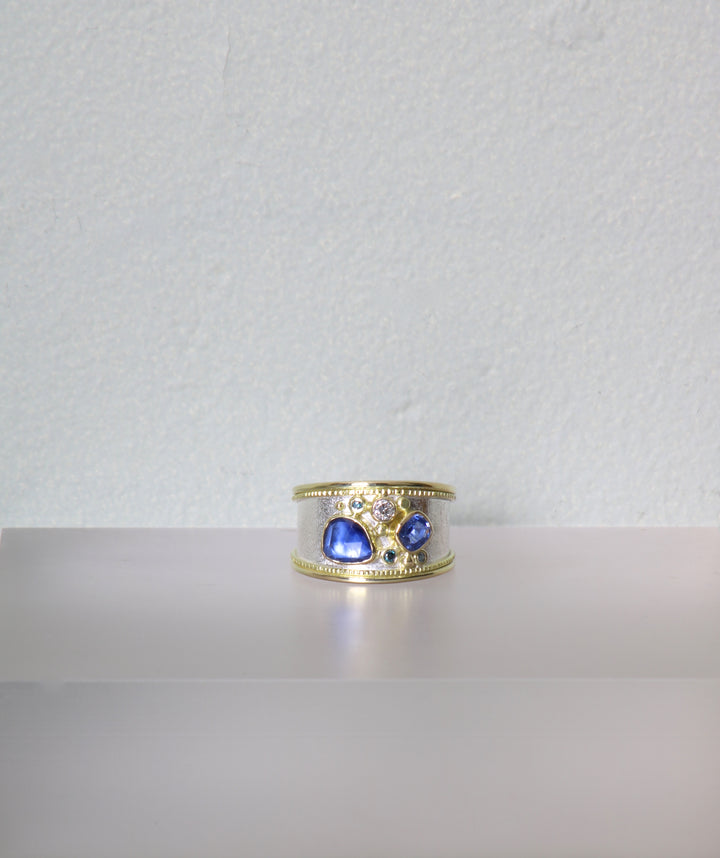 Rose Cut Blue Sapphire Ring (09296)