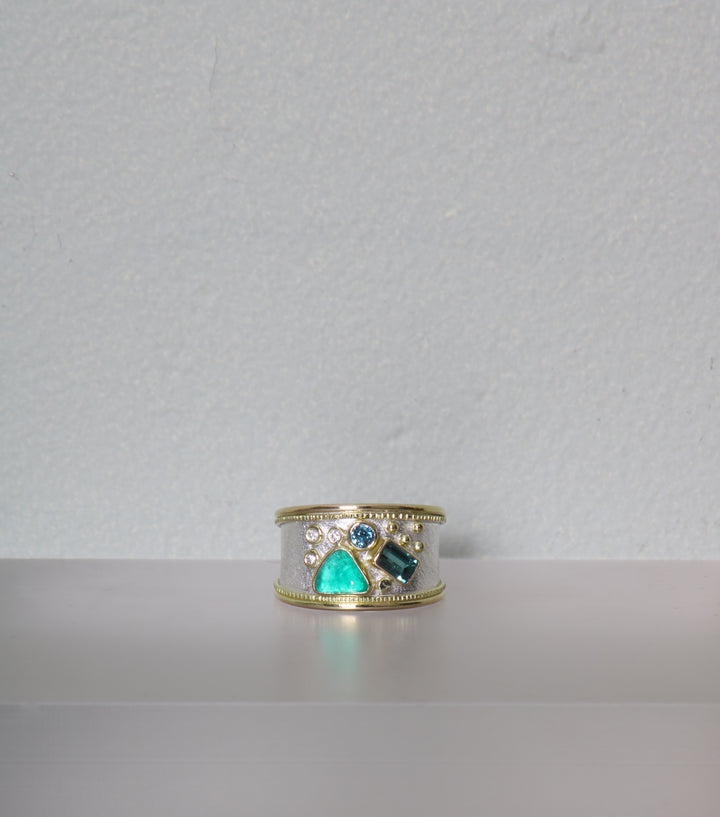 Emerald and Mixed Gemstone Ring (09295)