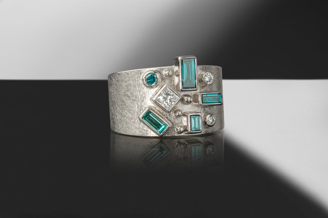 Multi-Colored Diamond Ring (08054) - Ormachea Jewelry