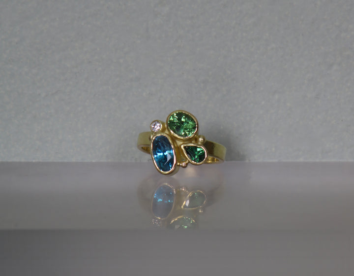 Mixed Gemstone and Tsavorite Ring (B349)