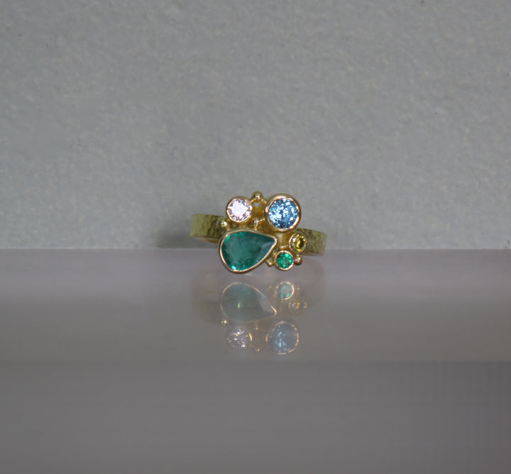Emerald and Mixed Gemstone Ring (B346)
