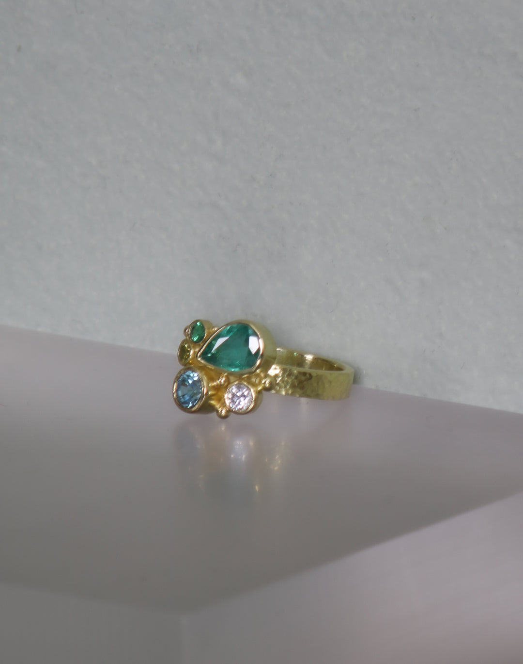 Emerald and Mixed Gemstone Ring (B346)