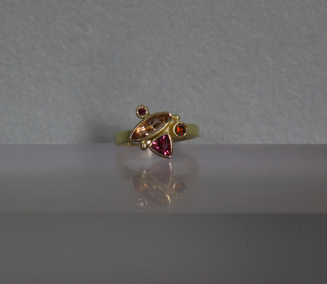 Mixed Gemstone and Topaz Ring (B348)