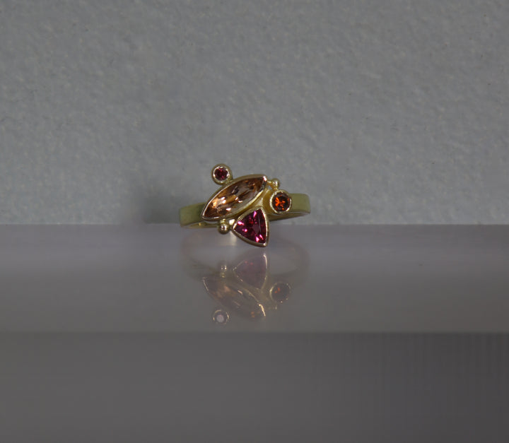 Mixed Gemstone and Topaz Ring (B348)