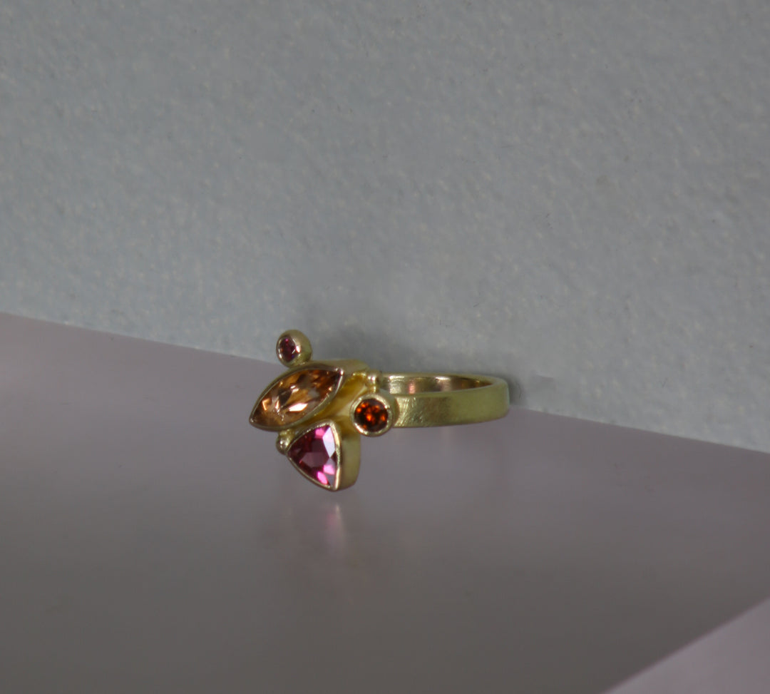 Mixed Gemstone and Topaz Ring (B348)