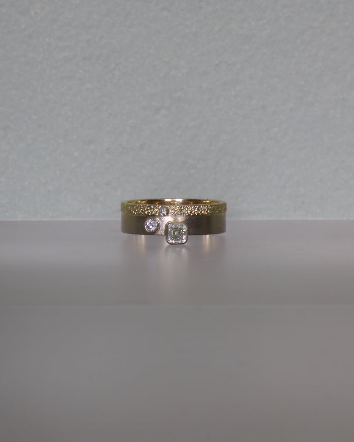 Mixed Metal and Diamond Ring (B123)