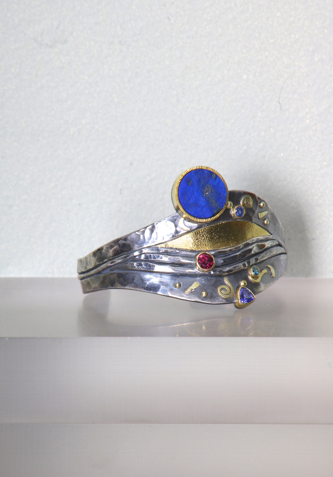 Lapis Lazuli Thick Cuff Bracelet (09618)