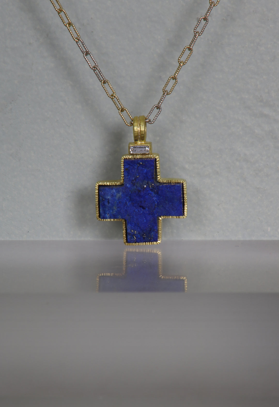 Lapis Lazuli Thick Cross Pendant (B375)