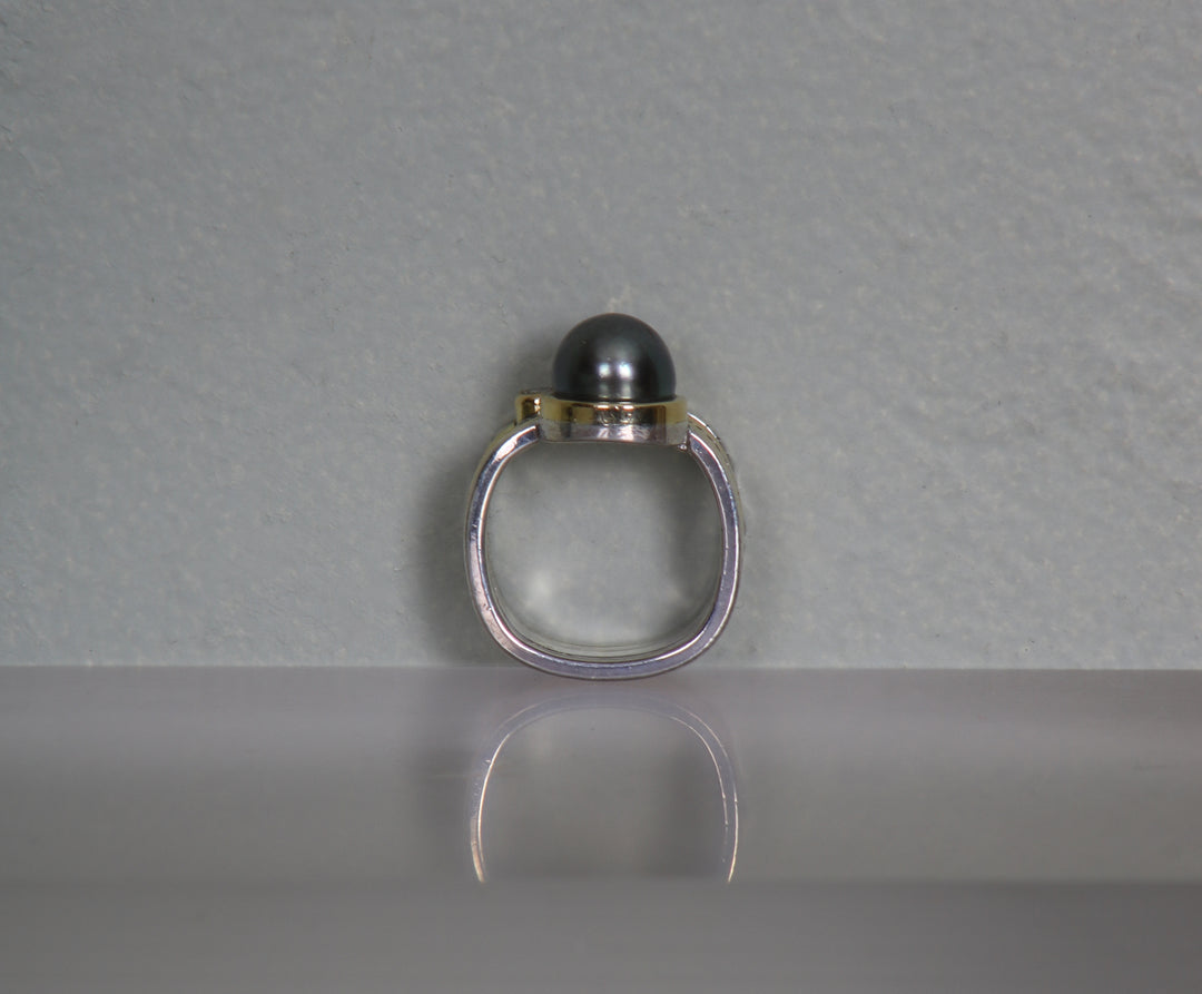 Tahitian Pearl Mixed Metal Ring (B373)