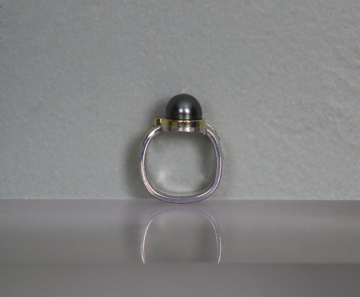 Tahitian Pearl Mixed Metal Ring (B373)