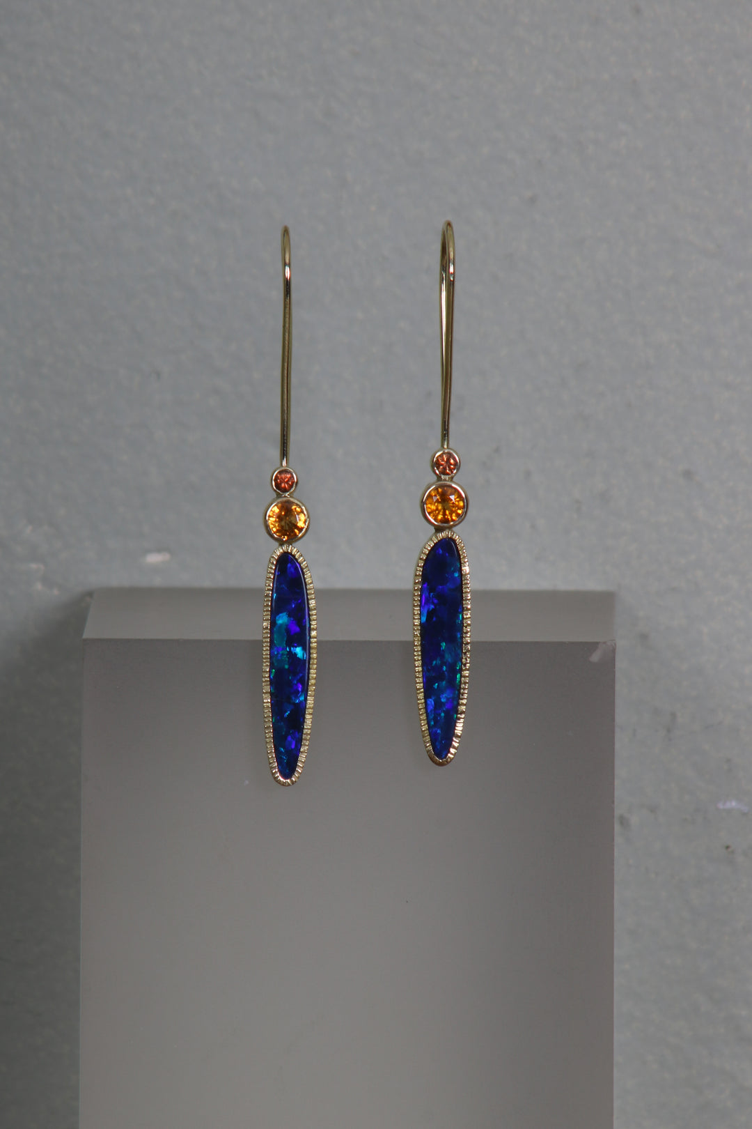 Australian Opal and Sapphire Earrings (B364)