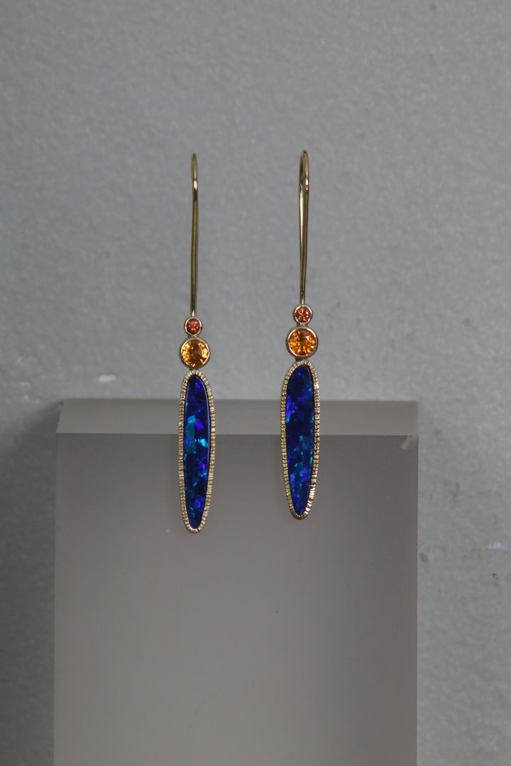 Australian Opal and Sapphire Earrings (B364)