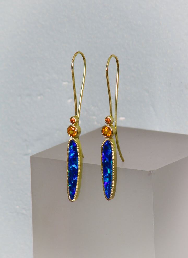 Australian Opal and Sapphire Earrings (B364)