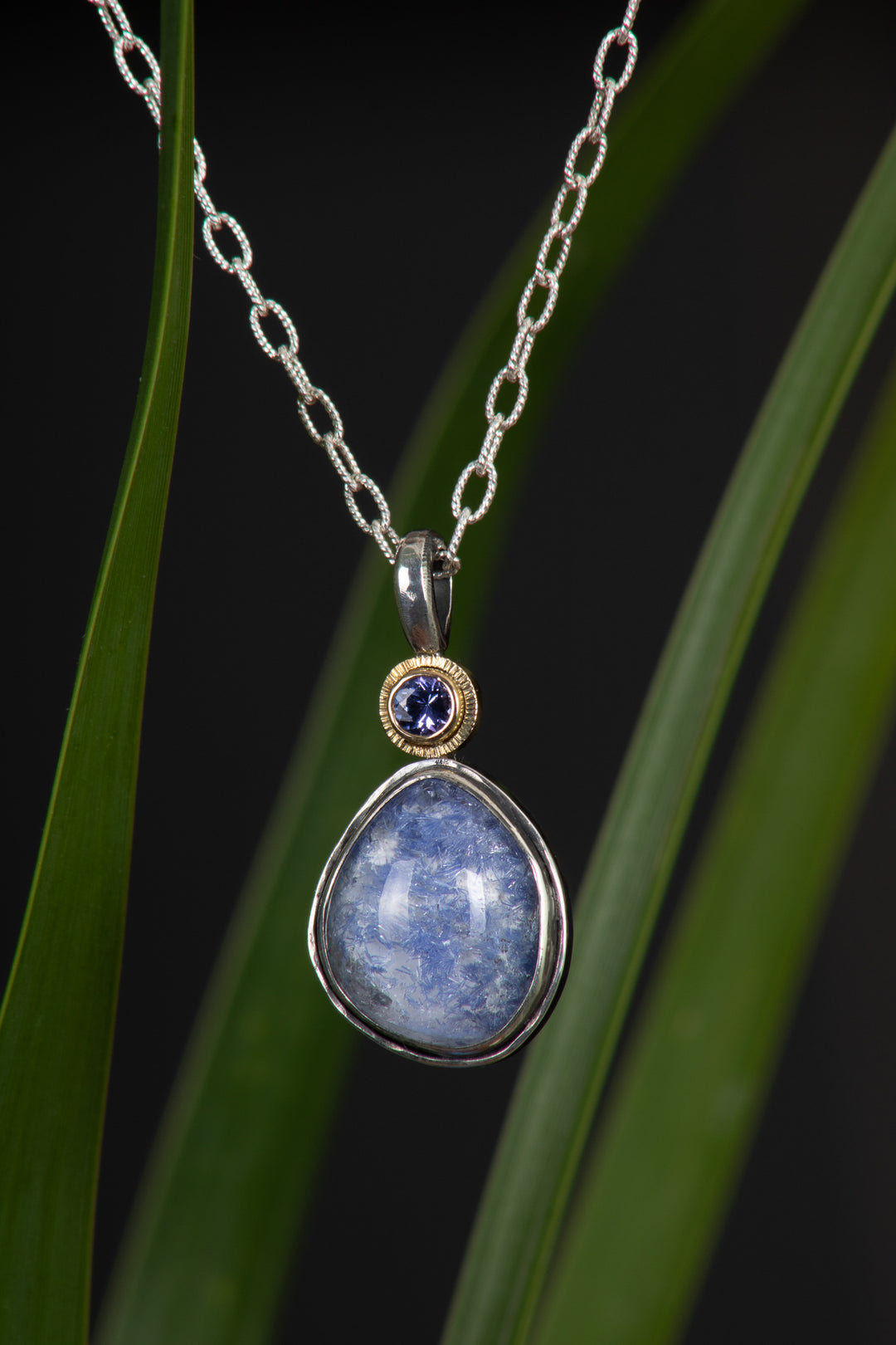 Dumortierite and Sapphire Pendant (B368)