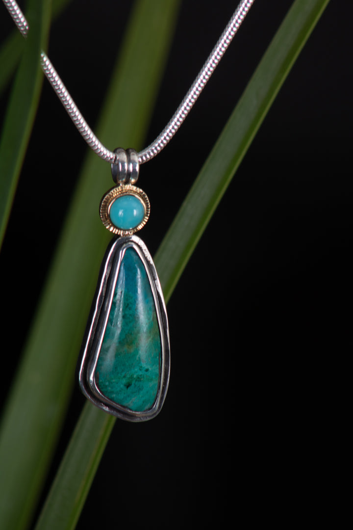 Peruvian Opal Mixed Metal Pendant (B370)