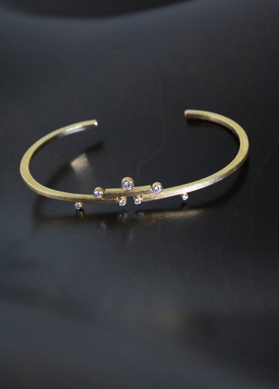 Gold Cuff Bracelet with Diamonds (B706)