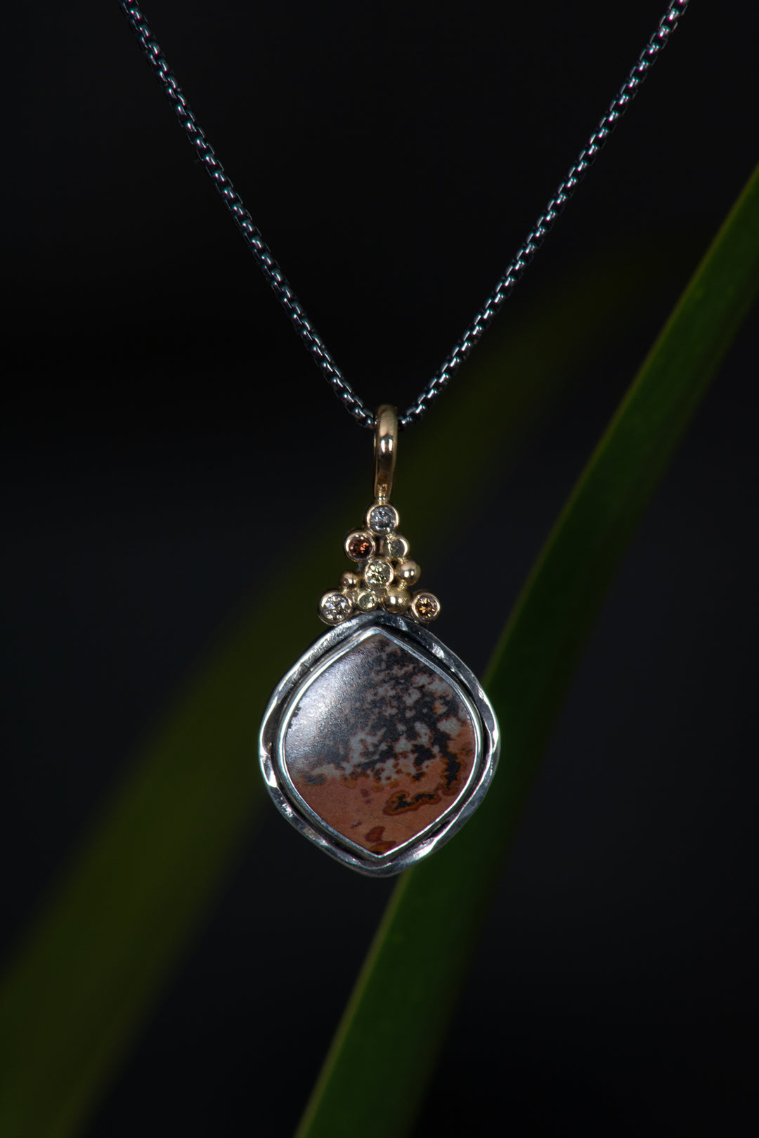 Jasper Pendant with Diamonds (B352)