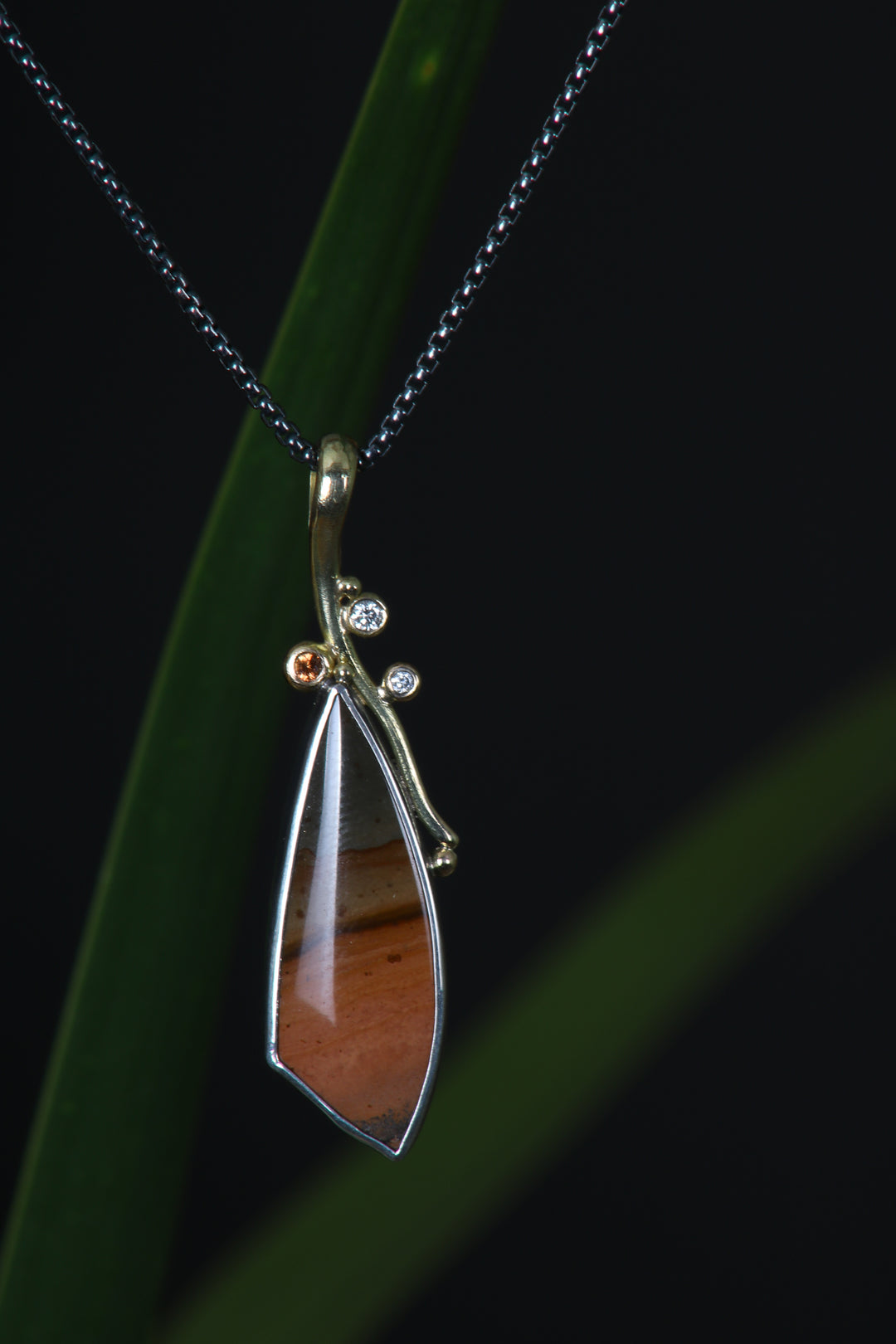 Jasper Pendant with Sapphires (B351)