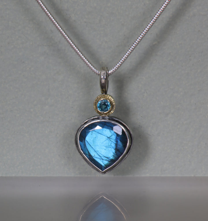 Labradorite and Blue Zircon Pendant (B367)