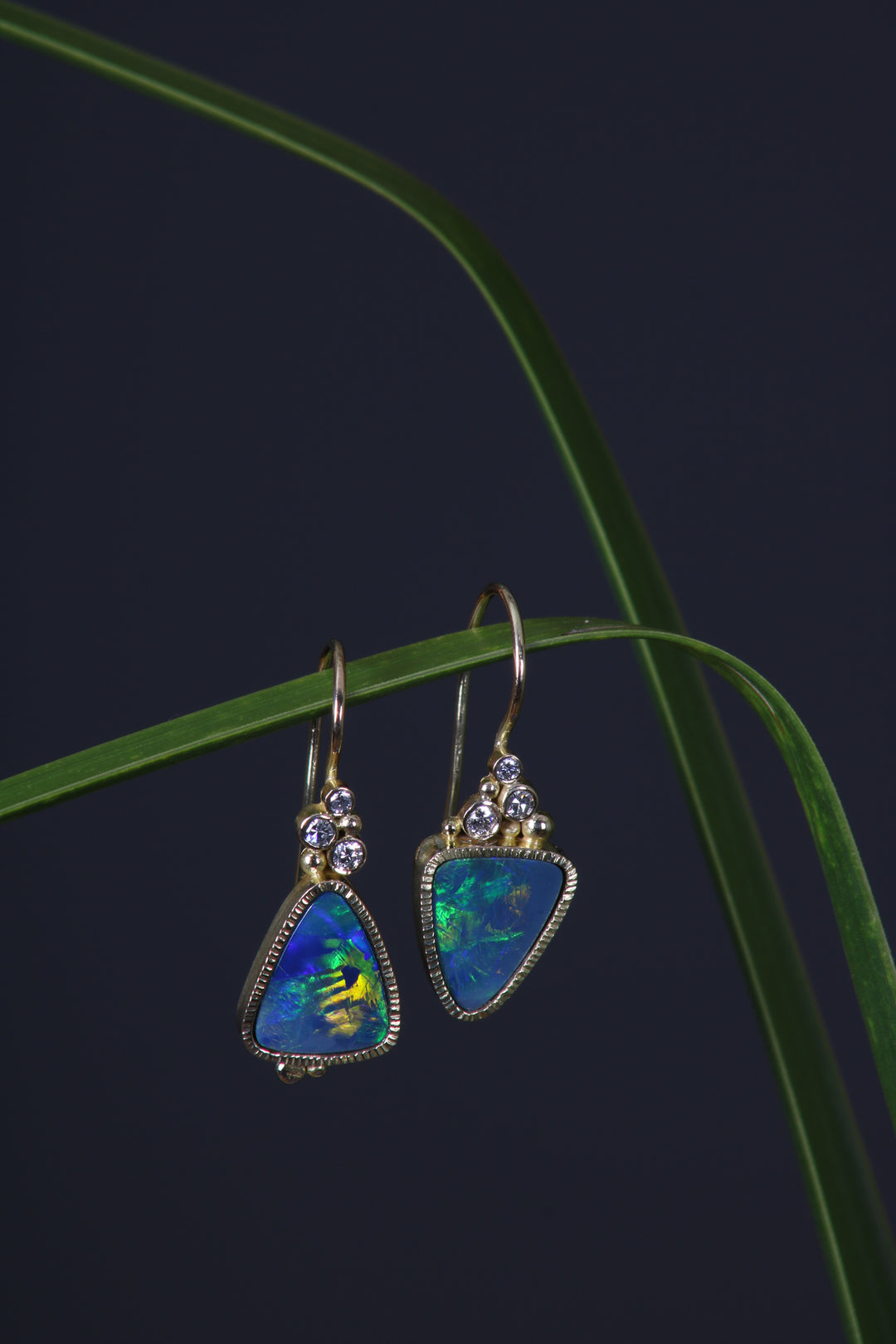 Opal and Diamond Cluster Earrings (B365)