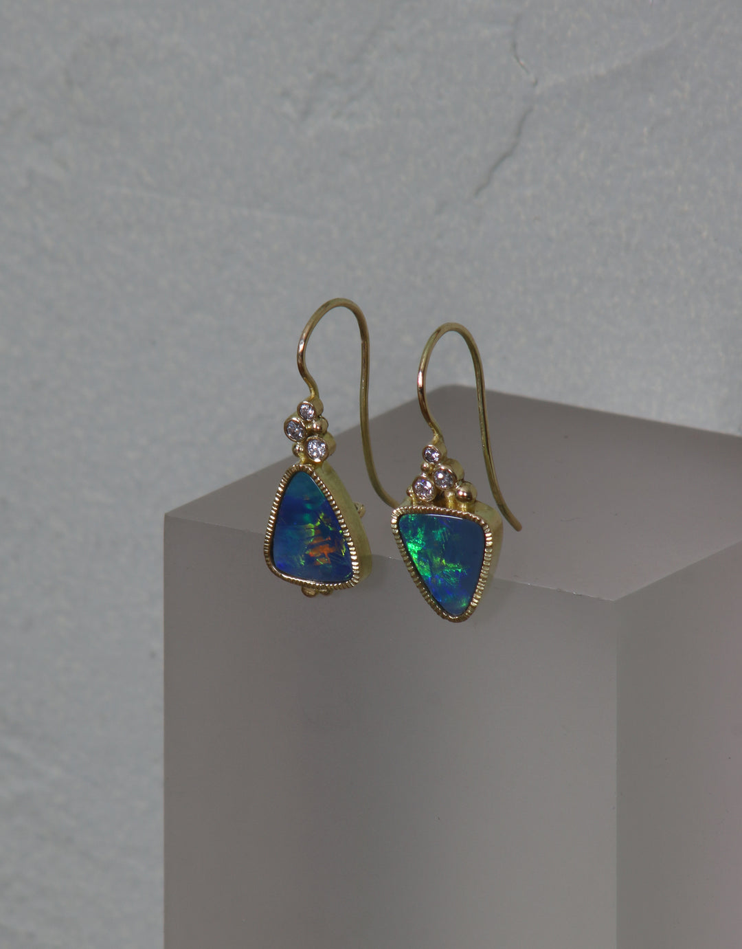 Opal and Diamond Cluster Earrings (B365)
