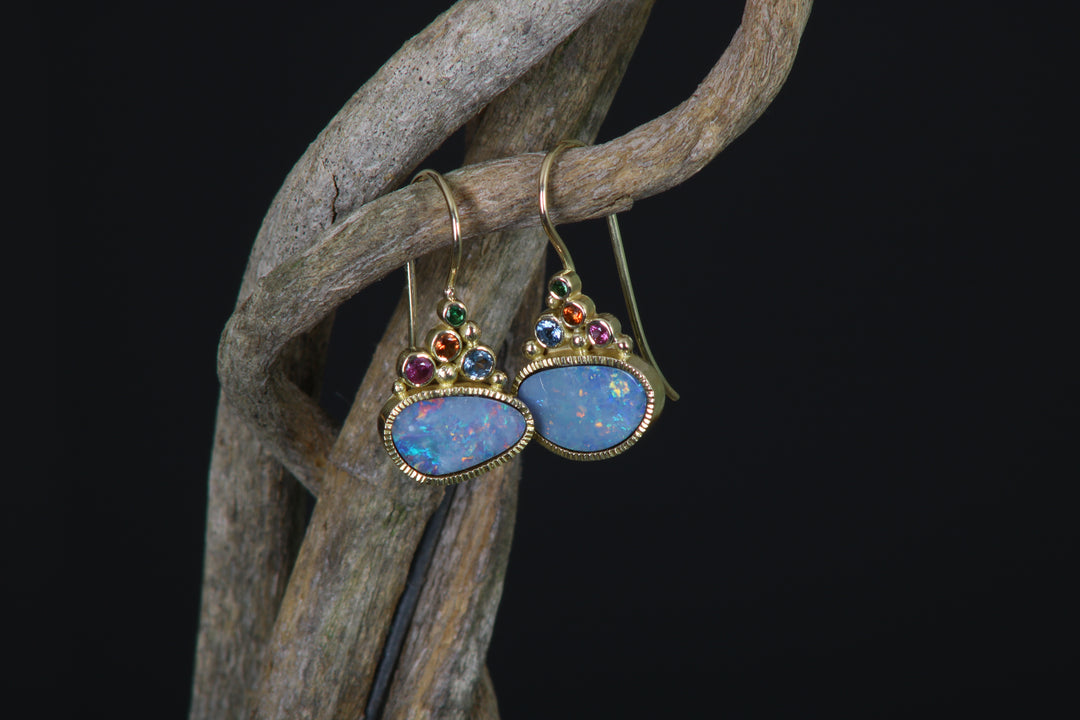 Opal with Mixed Gemstones Earrings (B388)