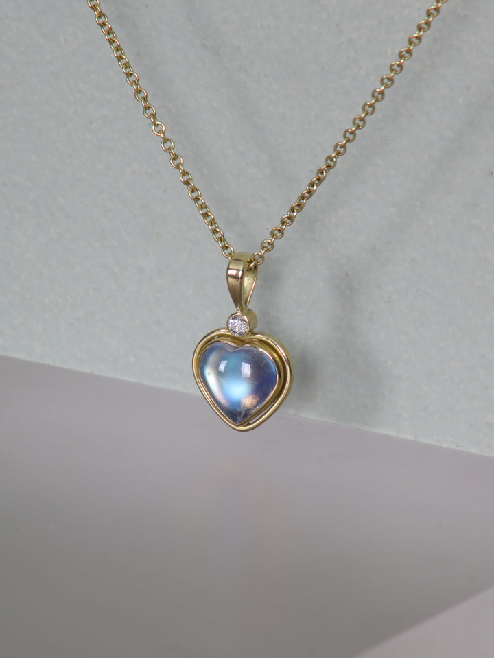 Moonstone and Diamond Heart Pendant (B383)
