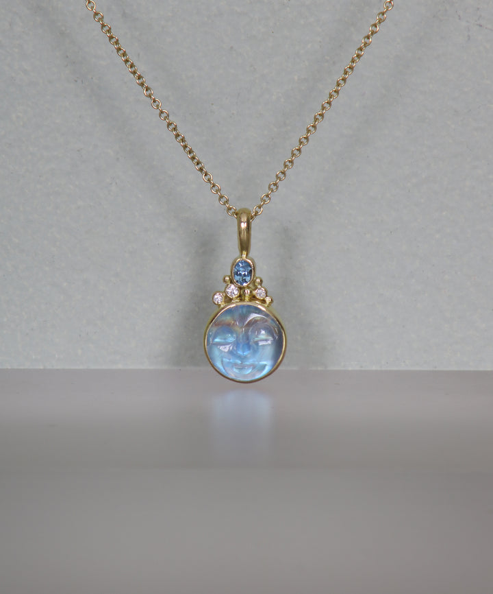 Carved Moonface Moonstone Pendant (B391)