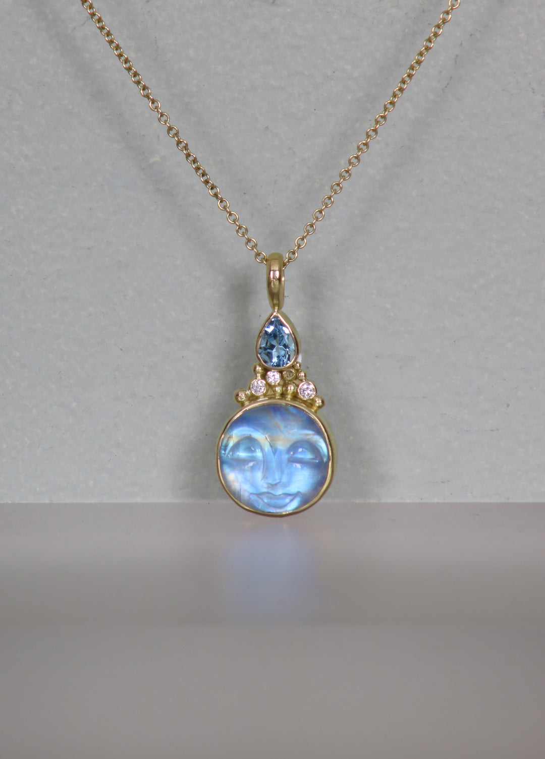 Carved Moonface Moonstone Pendant (B390)