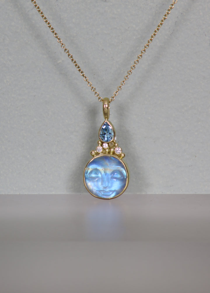 Carved Moonface Moonstone Pendant (B390)