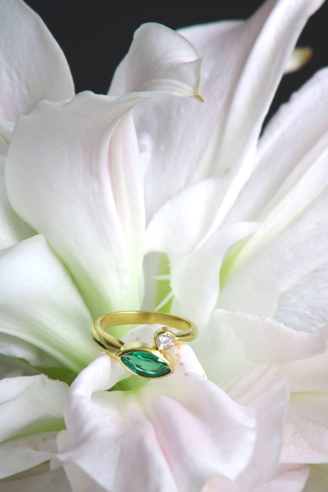 Marquise Emerald and Diamond Ring (09246)