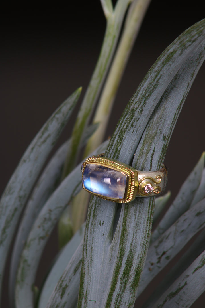 Moonstone Mixed Metal Ring (B420)