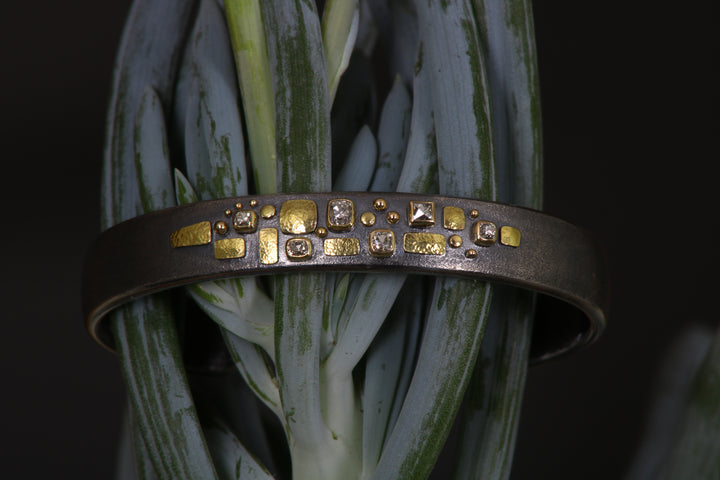 Mixed Metal and Diamond Cuff Bracelet (B415)