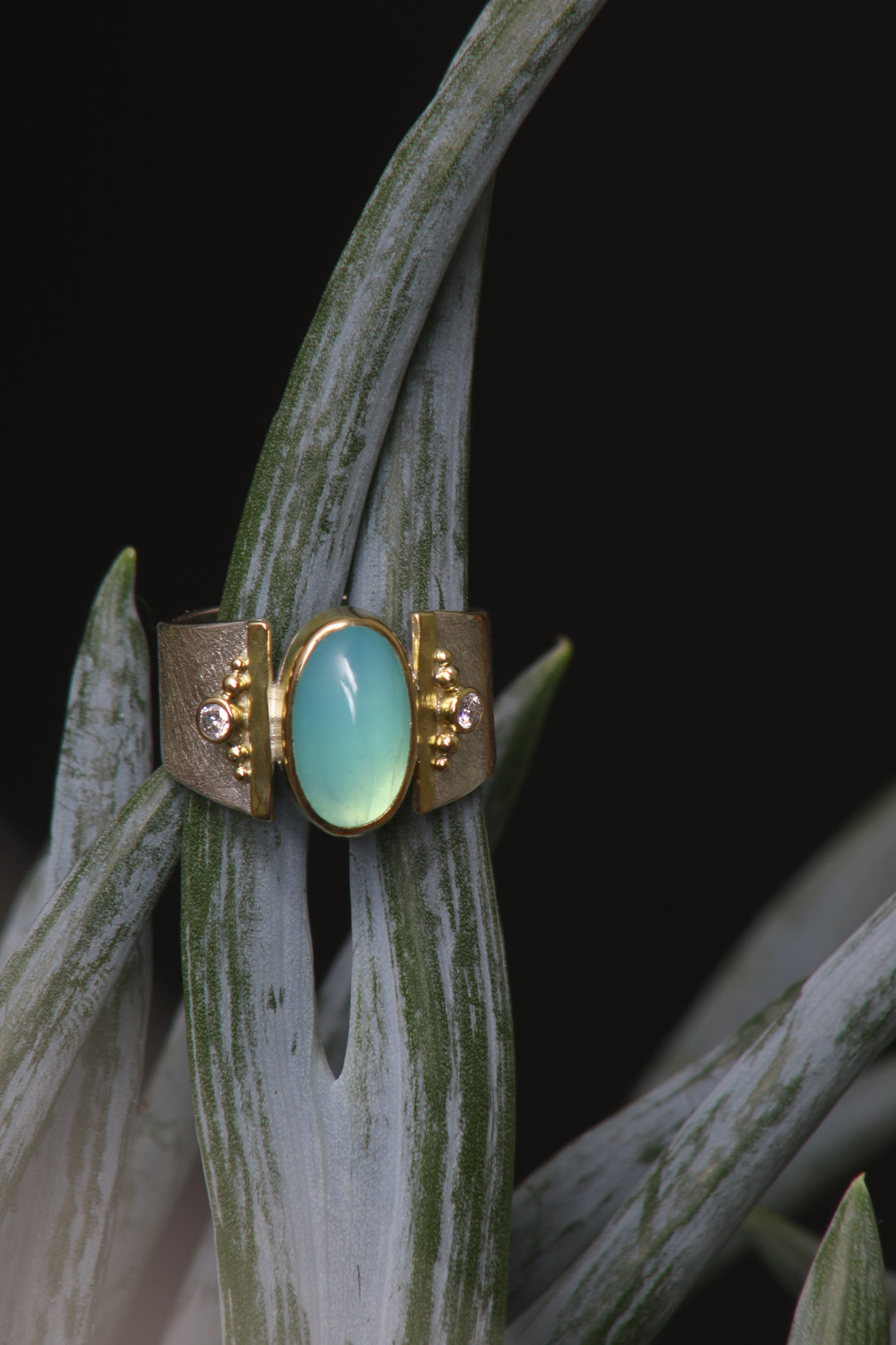 Peruvian Opal Thick Band Ring (B411)
