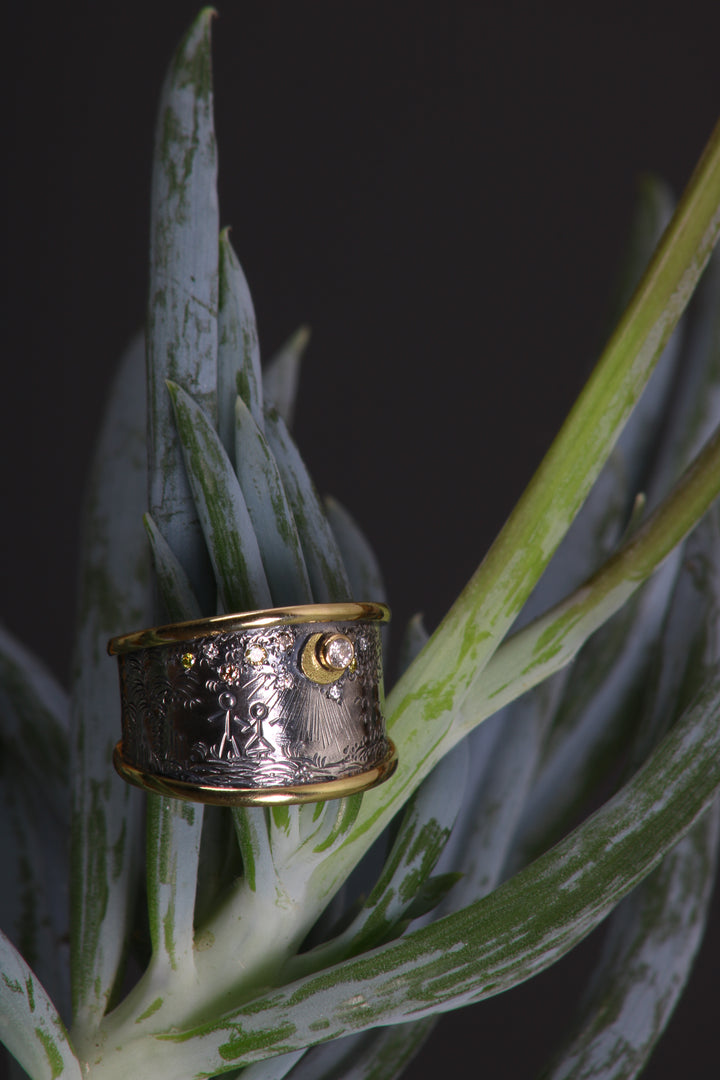 Mixed Metal "Story" Ring (B416)