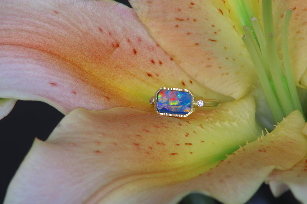 Emerald Cut Opal Ring (09759)