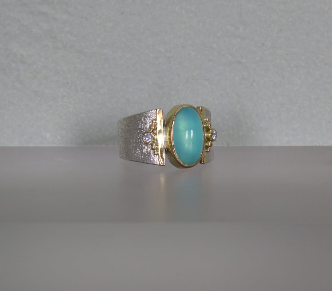Peruvian Opal Thick Band Ring (B411)
