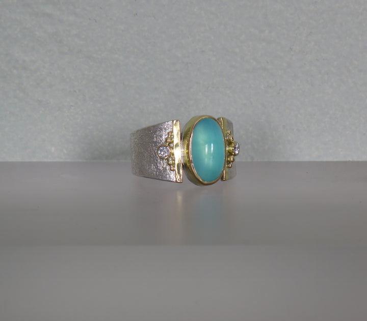 Peruvian Opal Thick Band Ring (B411)