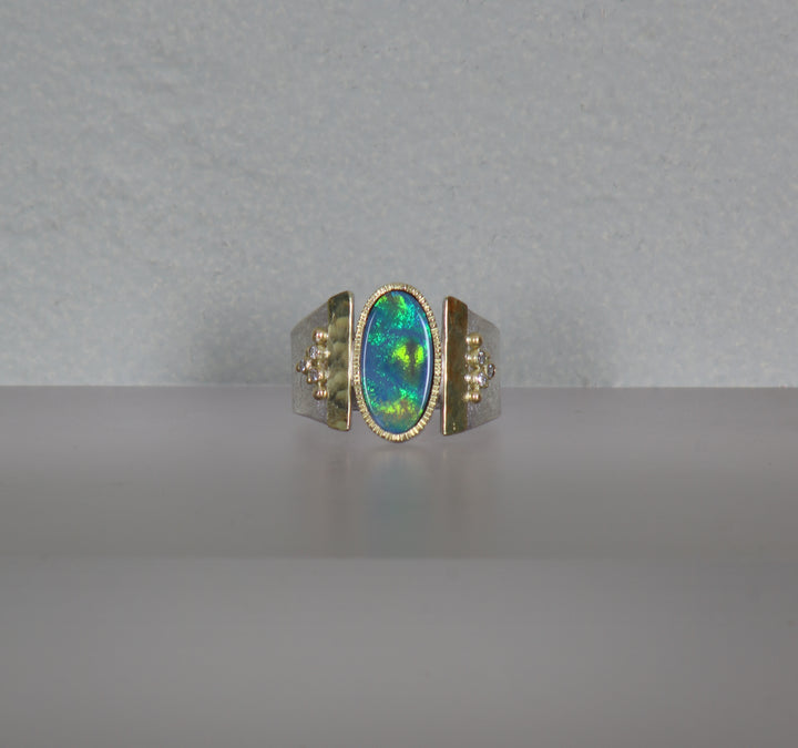 Australian Opal Thick Band Ring (B412)