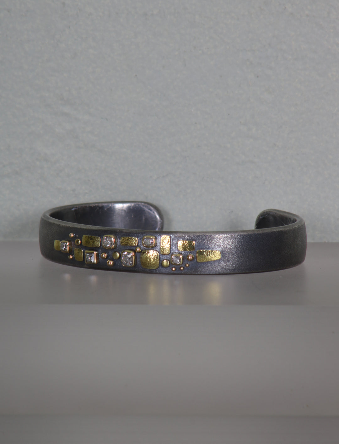 Mixed Metal and Diamond Cuff Bracelet (B415)