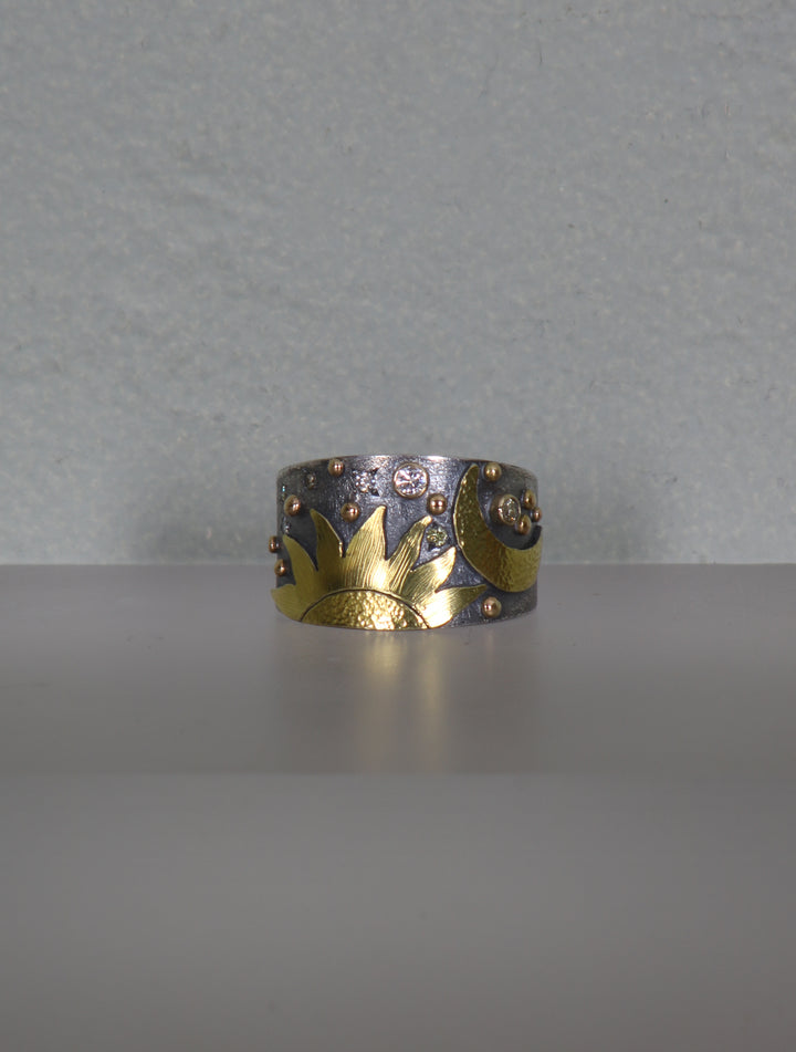 Celstial Designed Mixed Metal Ring (B414)
