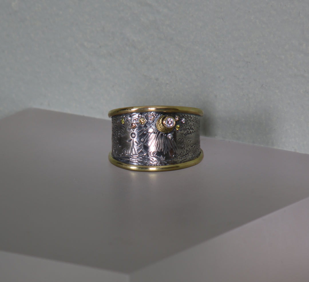 Mixed Metal "Story" Ring (B416)
