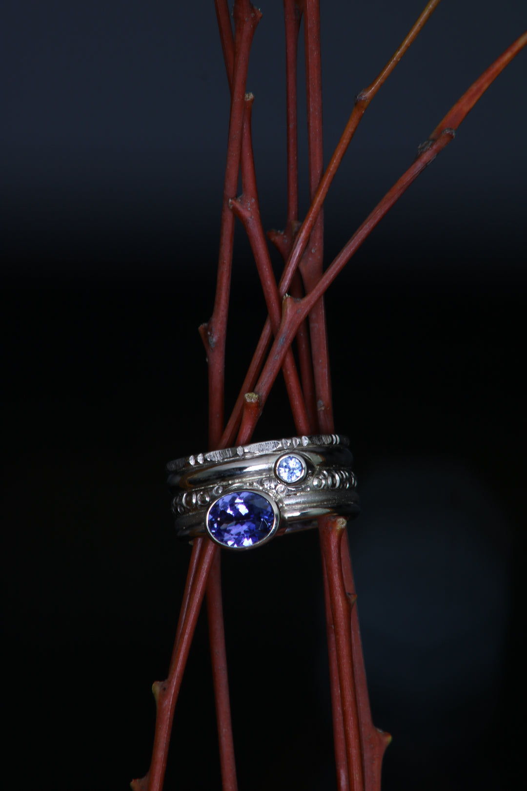 Tanzanite and Sapphire Multi-Band Ring (B423)