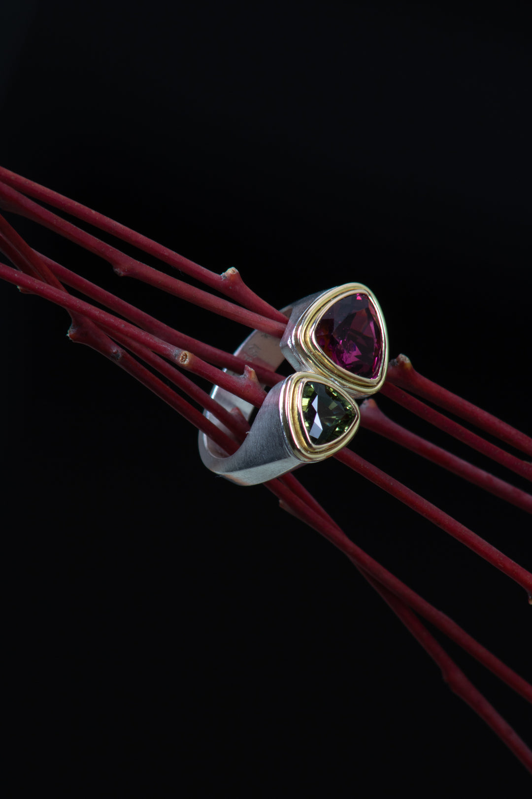Double Tourmaline Open Ring (B424)