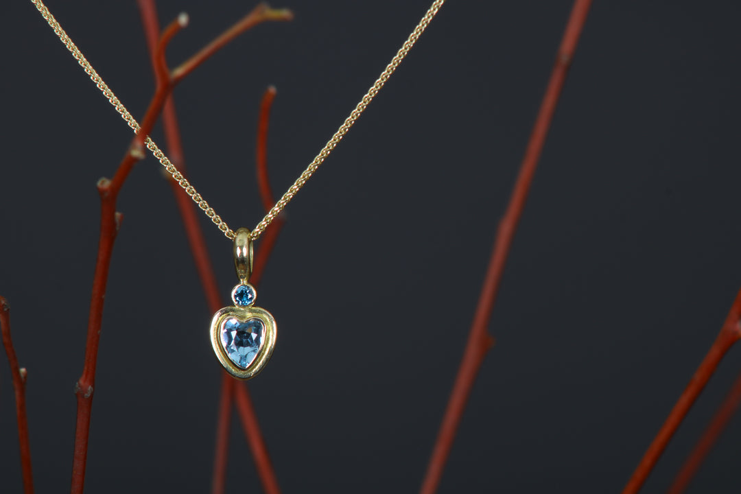 Aquamarine Heart Pendant (B402)