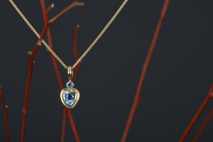 Aquamarine Heart Pendant (B402)