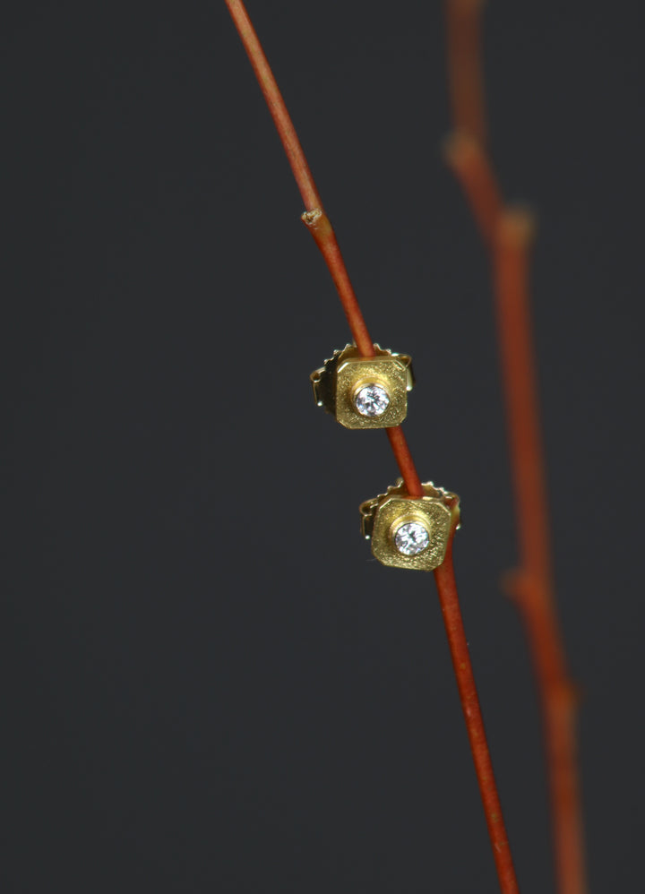 Octagon Stud Earrings with Diamonds (B417)
