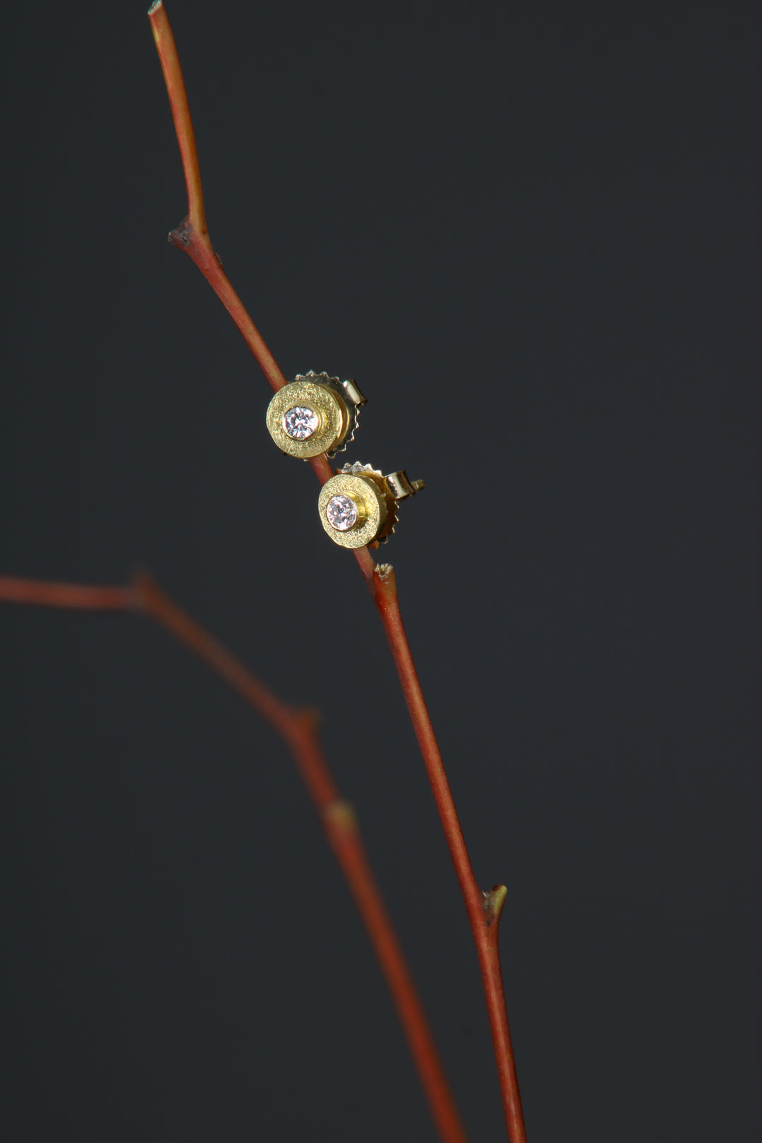 Rounded Stud Earrings with Diamonds (B418)