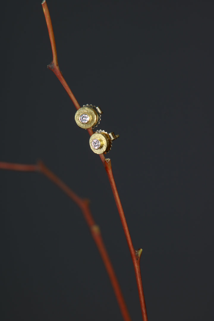 Rounded Stud Earrings with Diamonds (B418)