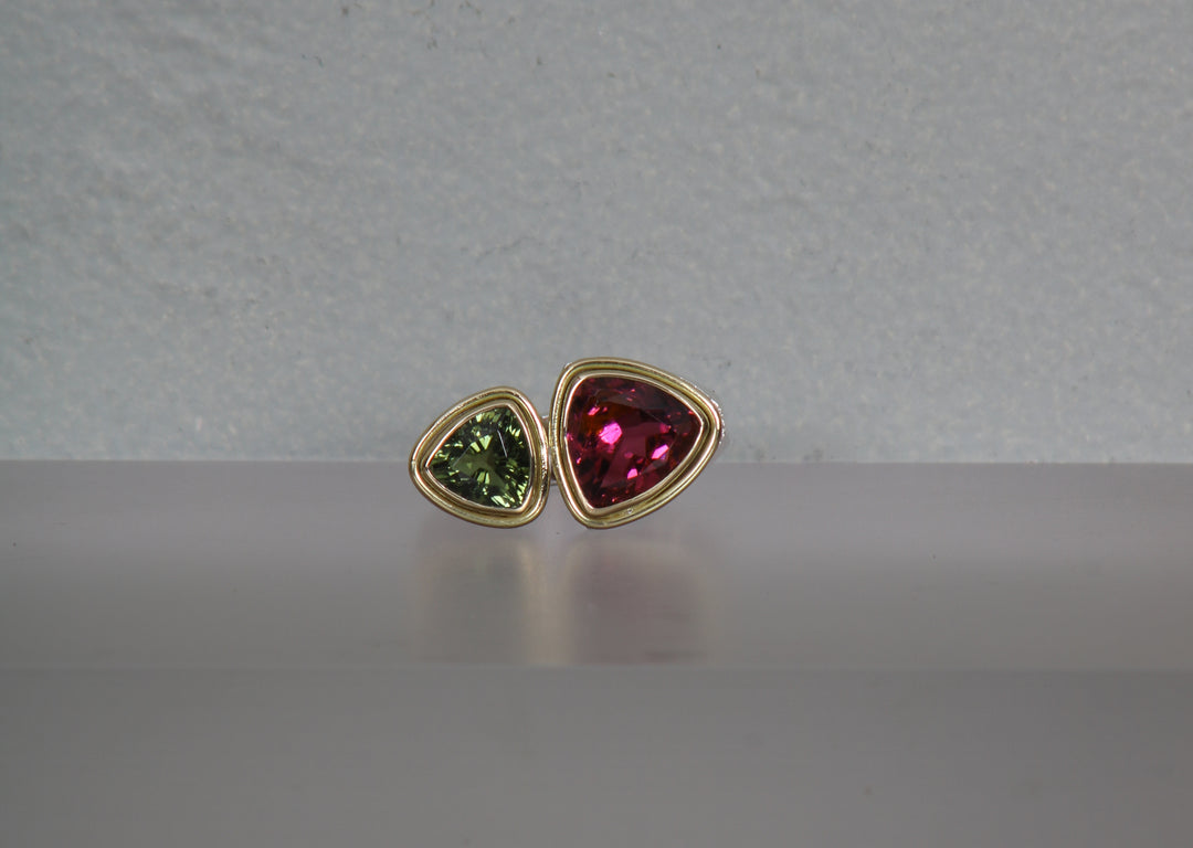 Double Tourmaline Open Ring (B424)